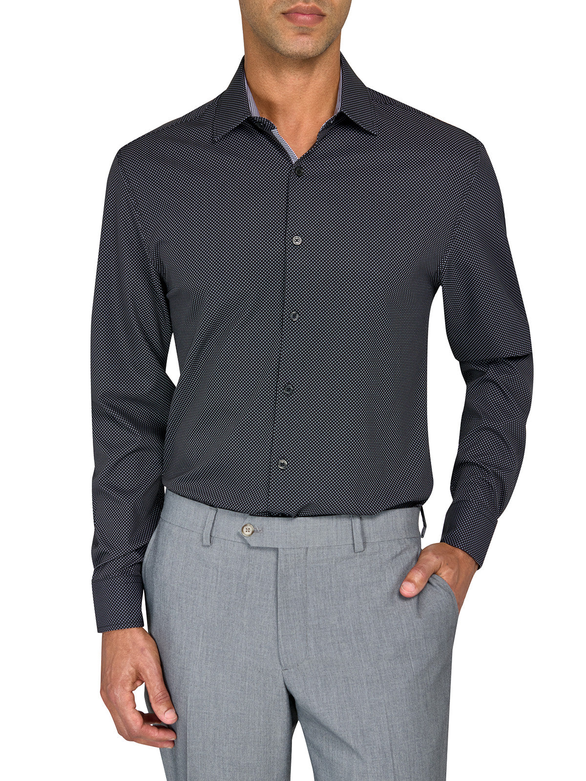 wrk dress shirts WRKNY Men's Domino Performance Dress Shirt Slim Fit 17 White/Blue