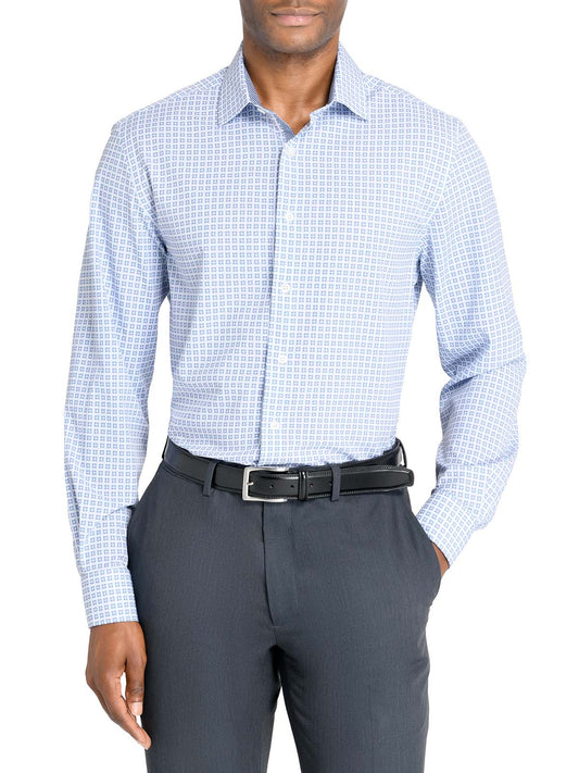 Slim & Regular Fit Square Geo Performance Dress Shirt