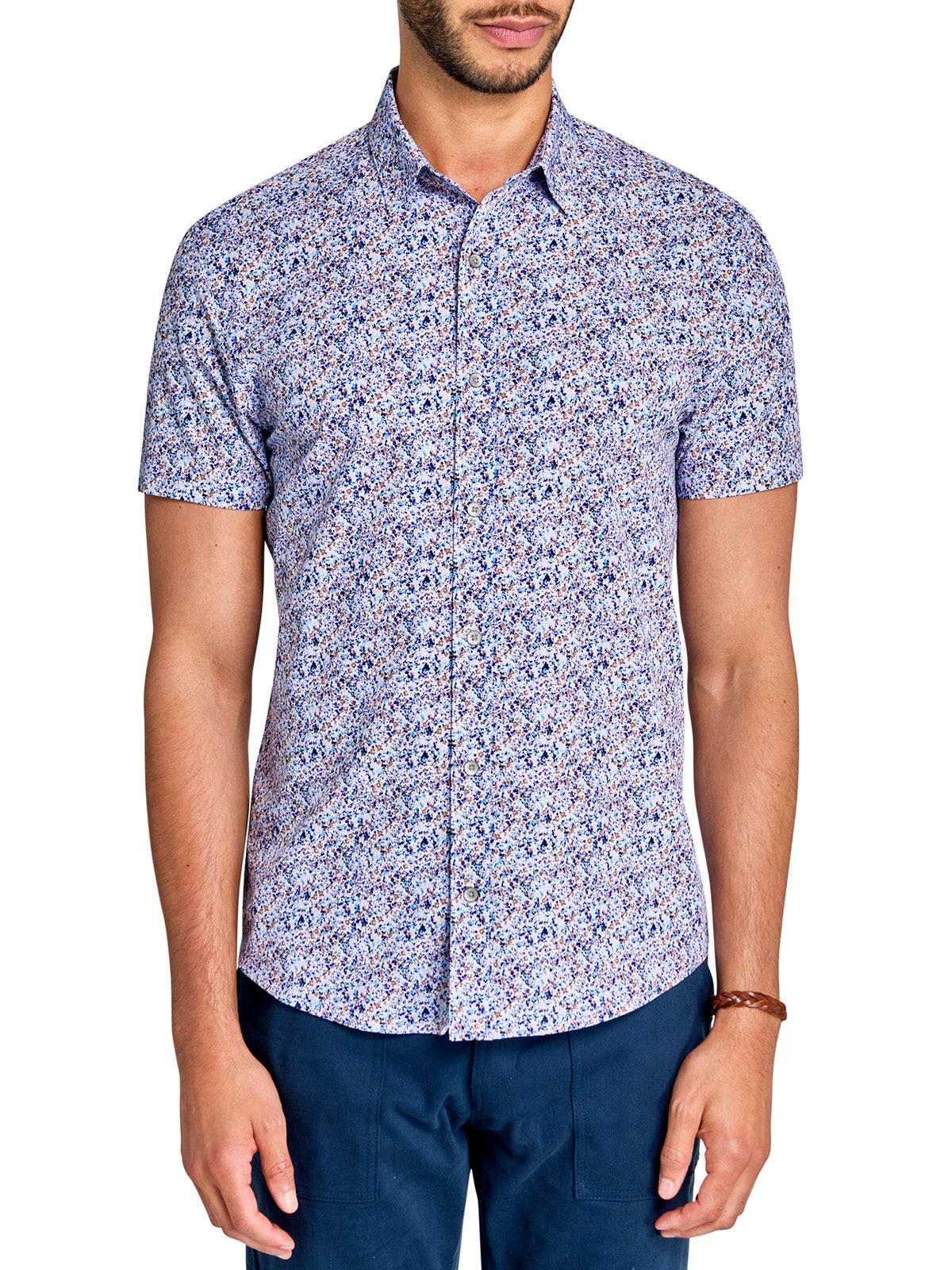 short sleeve dress shirts with designs Au Noir Short Sleeve Shirts Alonso Navy