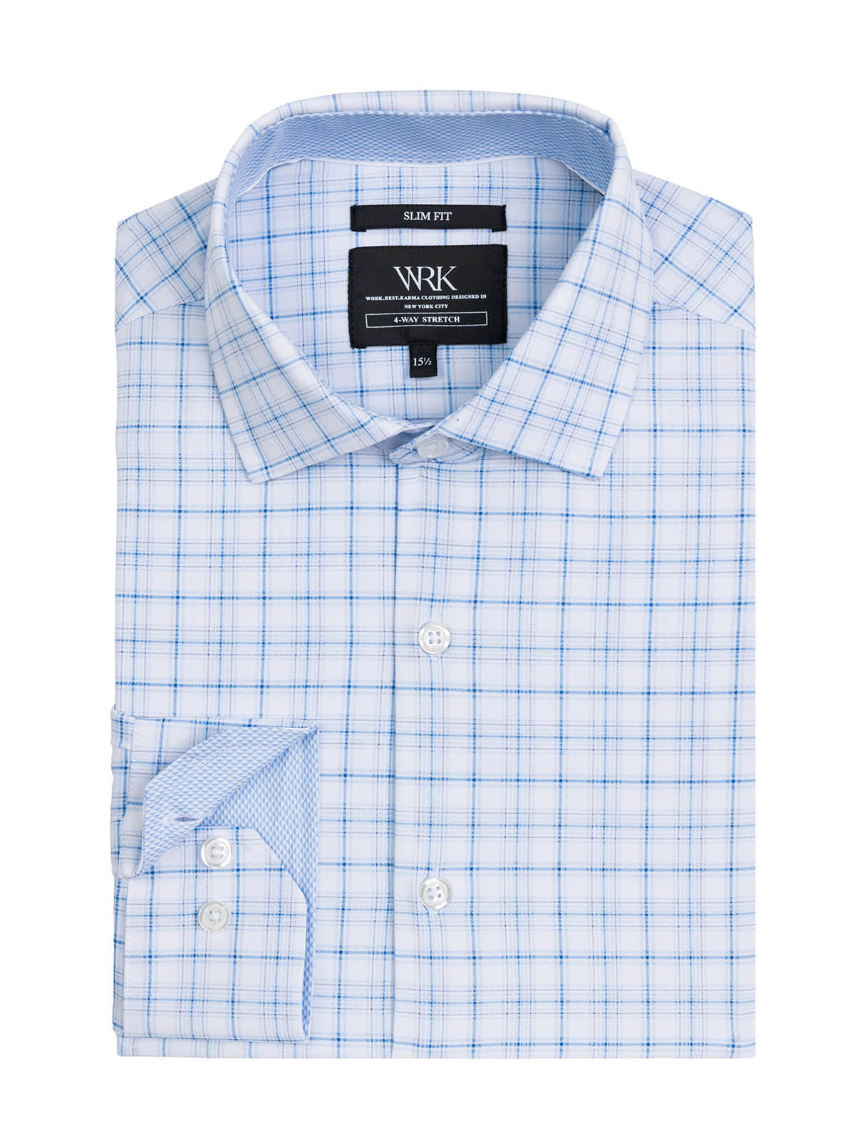 performance material dress shirts Slim Plaid Wrinkle-resistant Everyday Performance Dress Shirt