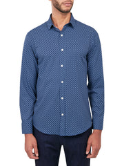 Navy Cross Hatch Long Sleeve Shirt