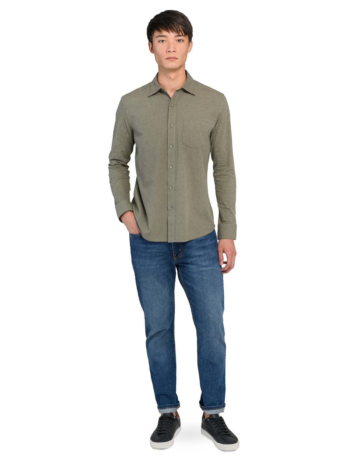 Reworked Solid Long Sleeve Shirt