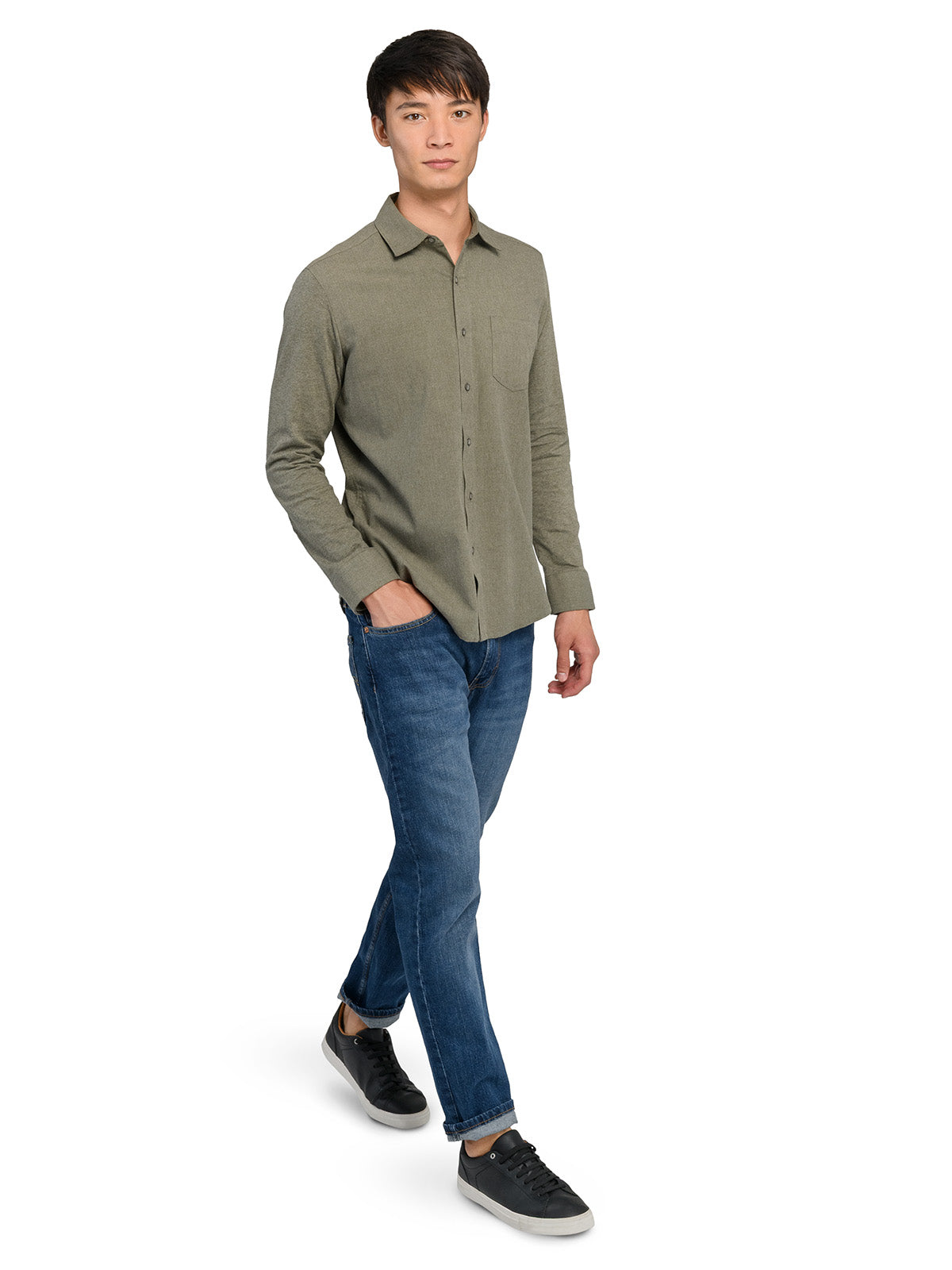 Reworked Solid Long Sleeve Shirt