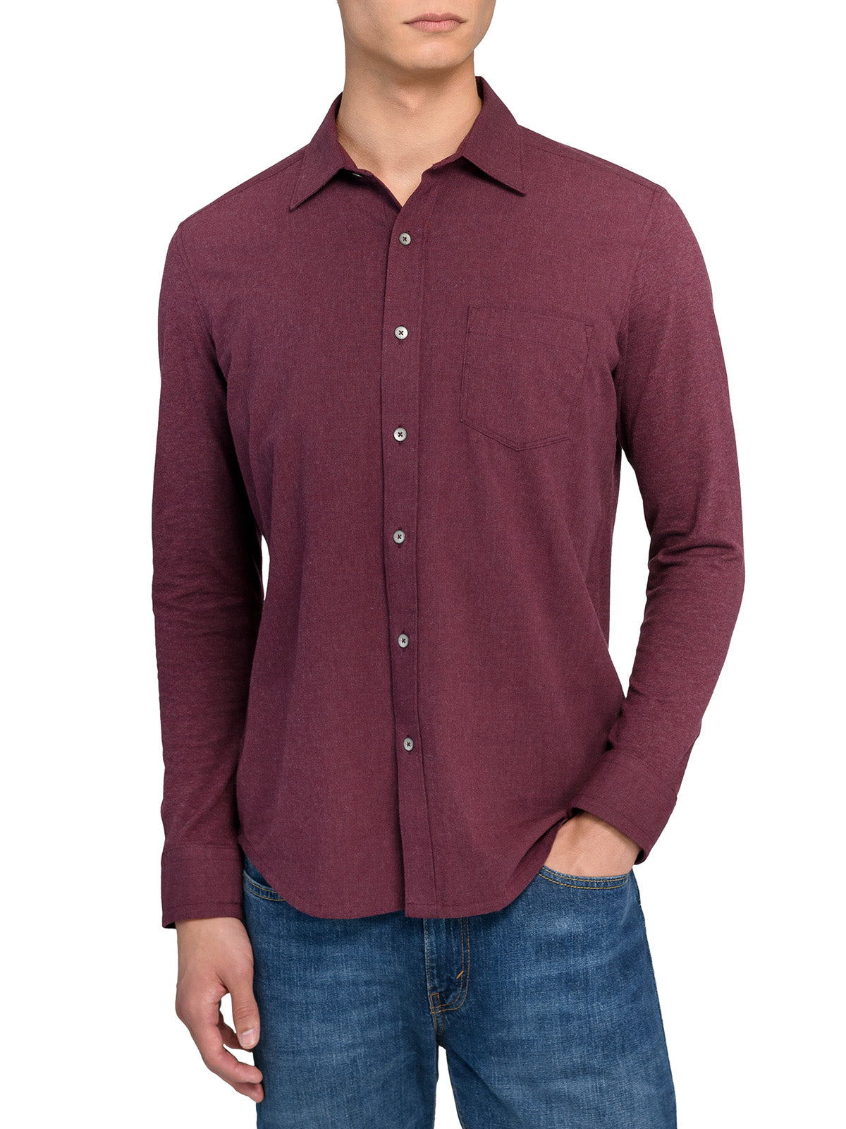Reworked Solid Long Sleeve Shirt